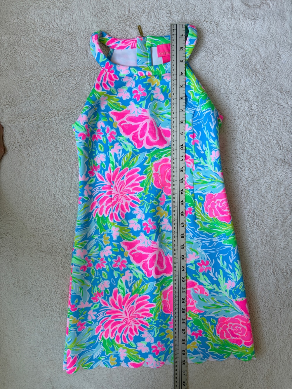 Lilly Pulizter Girls Floral Halter Dress - Pink & Blue Size 14 - Picture 5 of 8